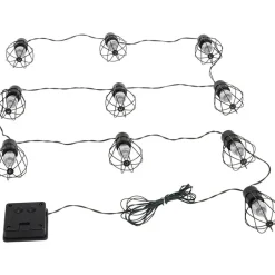 Solar Cafe Lights with Metal Cage Covers 10-LED String