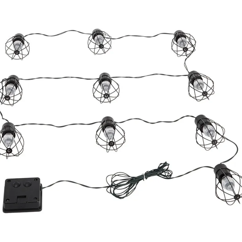Solar Cafe Lights with Metal Cage Covers 10-LED String