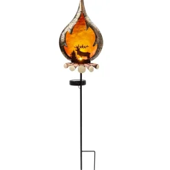 Solar Campfire With Elk Silhouette Stake