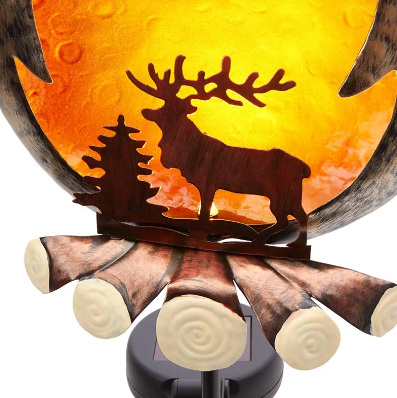 Solar Campfire With Elk Silhouette Stake