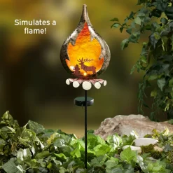 Solar Campfire With Elk Silhouette Stake