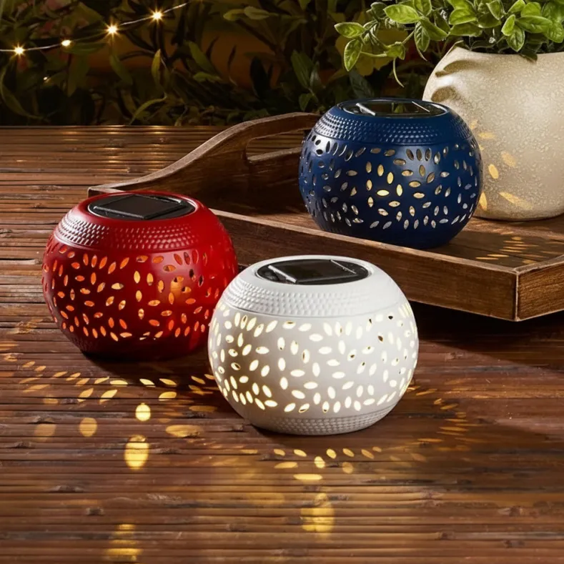 Solar Cutout Shadow Cast Round Table Lanterns