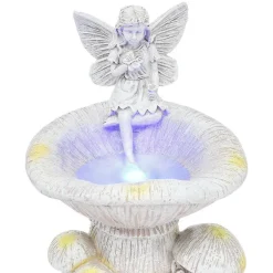 Solar Fairy Statue for Garden with Mushroom