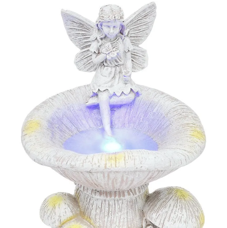 Solar Fairy Statue for Garden with Mushroom