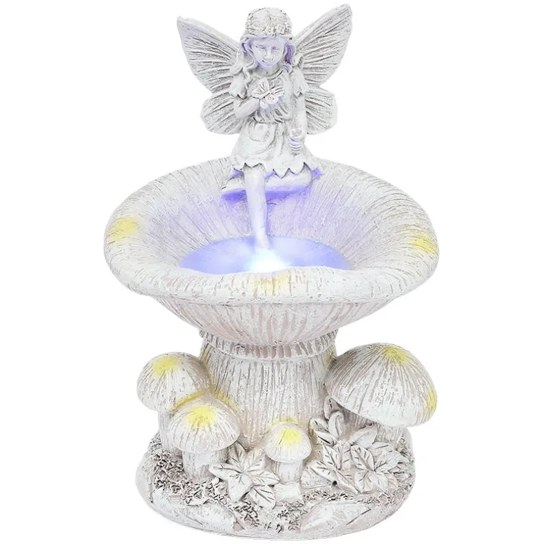 Solar Fairy Statue for Garden with Mushroom
