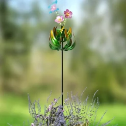Solar Flower and Butterfly Garden Stake