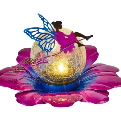 Solar Flower Garden Decor With Fairy Accent
