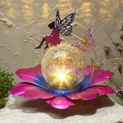 Solar Flower Garden Decor With Fairy Accent