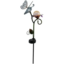 Solar Garden Flower Stake with Butterfly