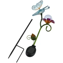 Solar Garden Flower Stake with Butterfly