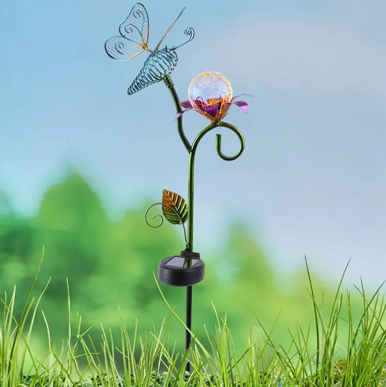 Solar Garden Flower Stake with Butterfly