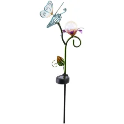 Solar Garden Flower Stake with Butterfly