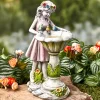 Solar Girl Bird Bath with LED Lights