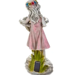 Solar Girl Bird Bath with LED Lights