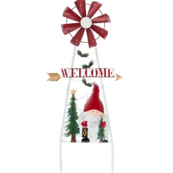 Solar Holiday Windmill Garden Stake Gnome