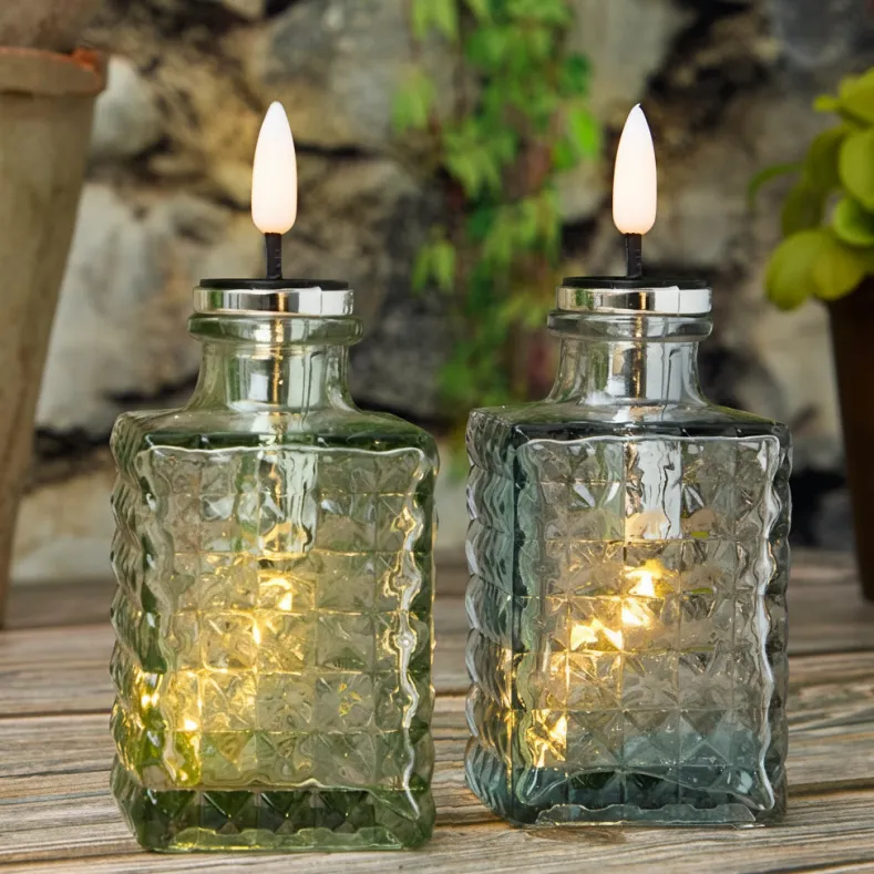 Solar LED Bitters Glass Aux Candle Light