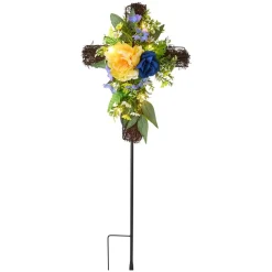 Solar Lighted Flower Garden Cross Stake