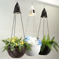 Solar Lighted Hanging Basket Planter