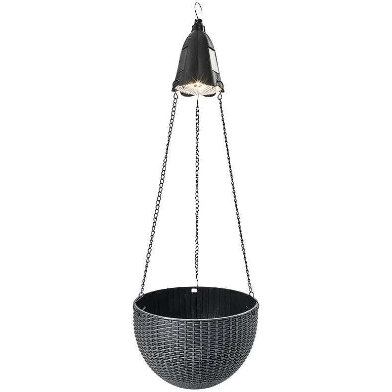 Solar Lighted Hanging Basket Planter