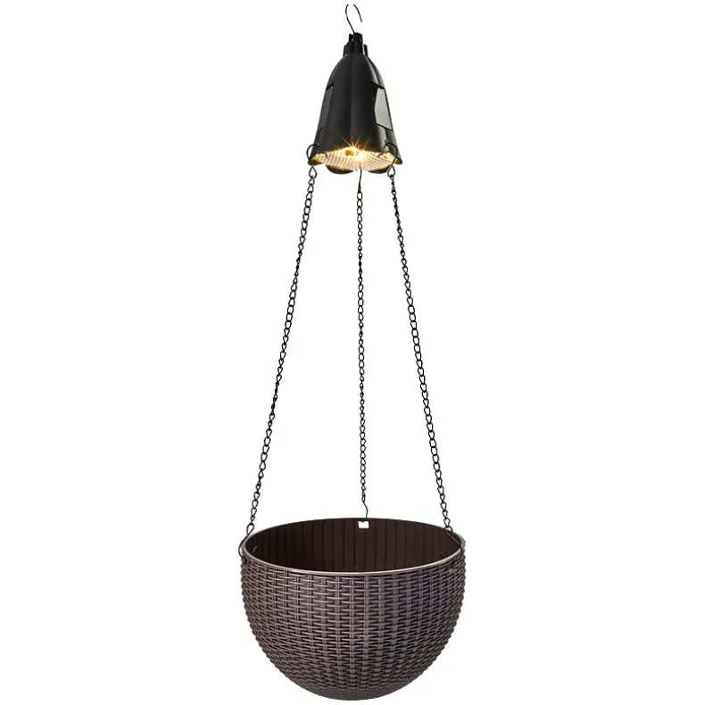 Solar Lighted Hanging Basket Planter