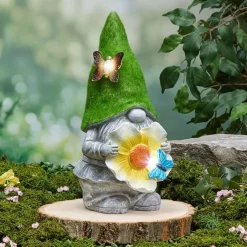 Solar Mossy Gnome Garden Statue