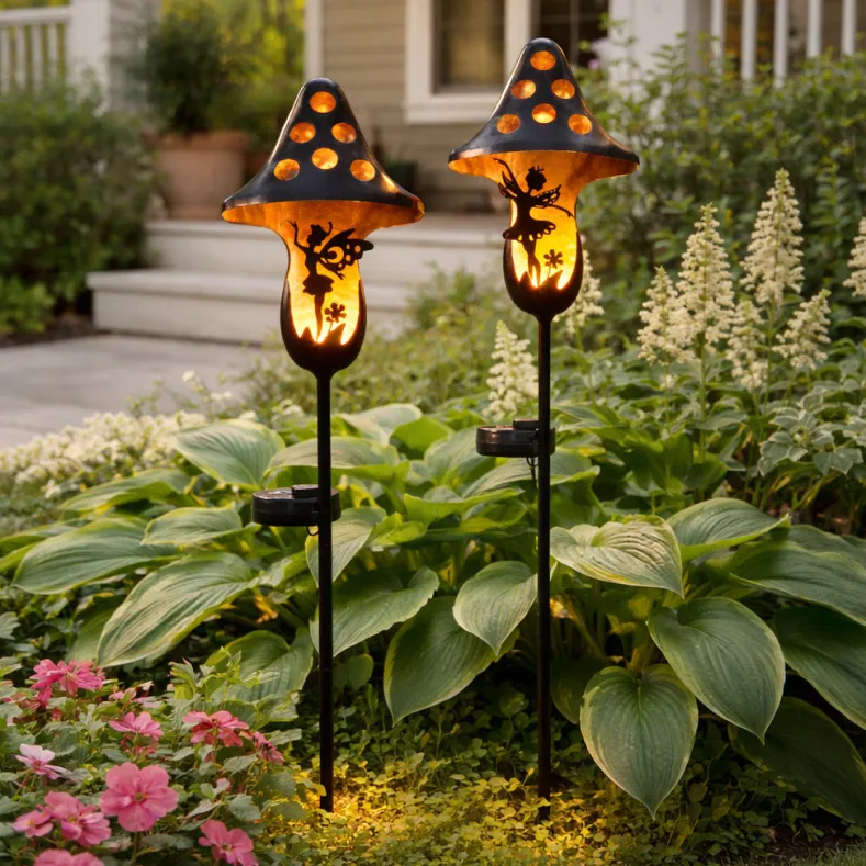 Solar Mushroom Stake With Fairy Accent