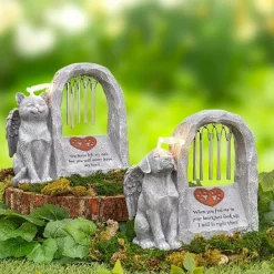 Solar Pet Memorial Statue with Chimes & Halo