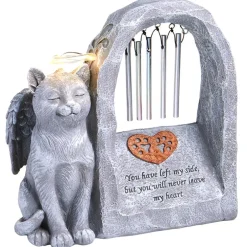 Solar Pet Memorial Statue with Chimes & Halo