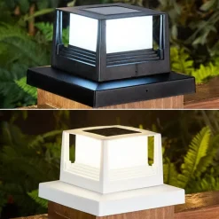 Solar Post Cap Light Square For Deck or Fence - Black or White