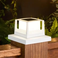 Solar Post Cap Light Square For Deck or Fence - Black or White