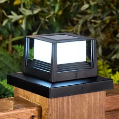 Solar Post Cap Light Square For Deck or Fence - Black or White