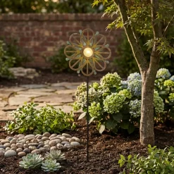 Solar-Powered Copper Patina Wind Spinner