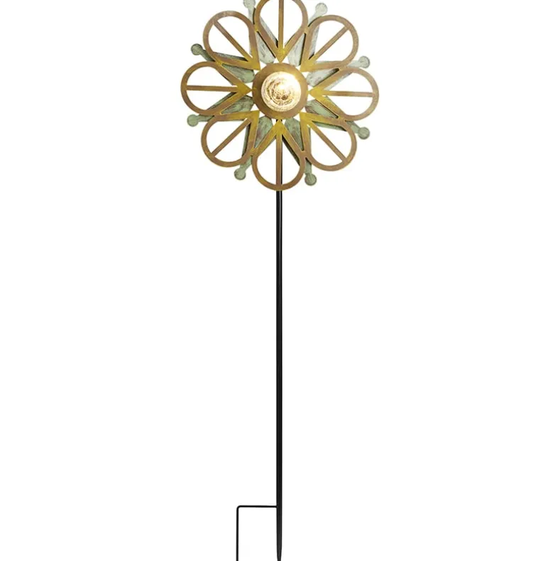 Solar-Powered Copper Patina Wind Spinner