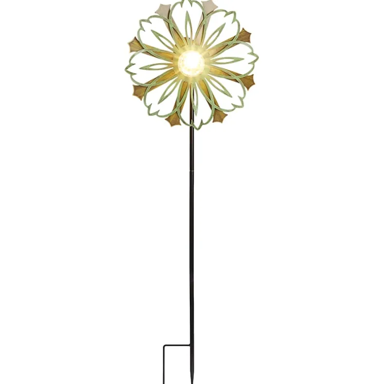Solar-Powered Copper Patina Wind Spinner