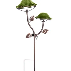 Solar-Powered Double Mushroom Stake – Pink, Green, and Blue