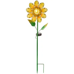 Solar Powered Floral Garden Stake Pansy or Sunflower