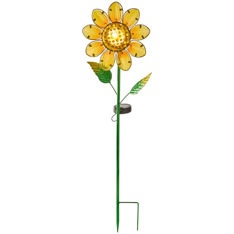 Solar Powered Floral Garden Stake Pansy or Sunflower