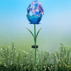 Solar Powered Flower Garden Stake with Butterflies