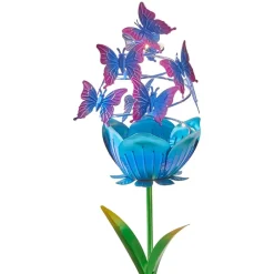 Solar Powered Flower Garden Stake with Butterflies