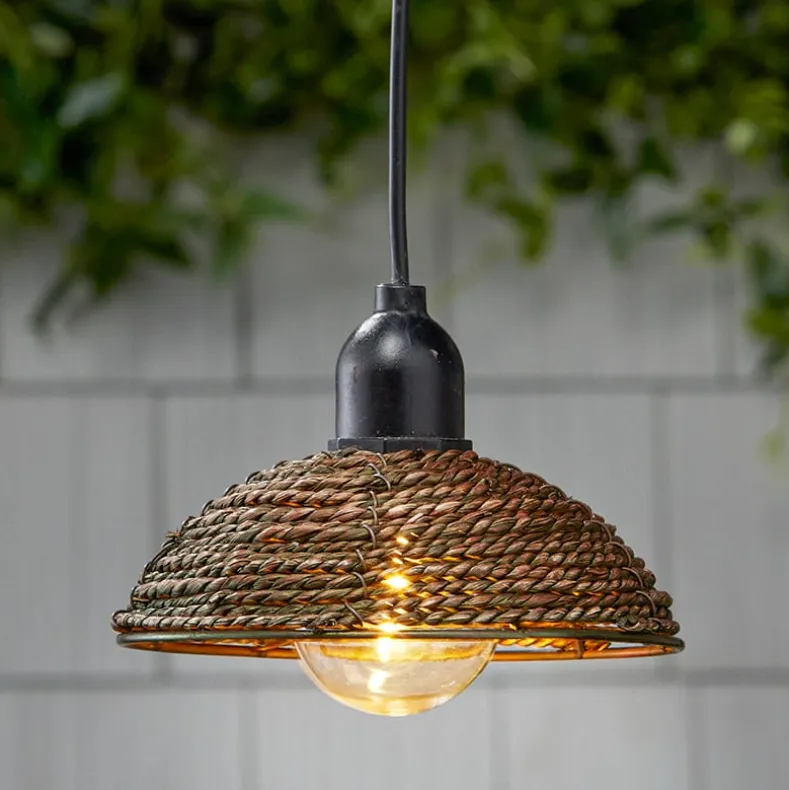 Solar-Powered Small Rattan Pendant Light – Natural and Brown