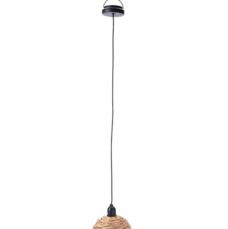 Solar-Powered Small Rattan Pendant Light – Natural and Brown