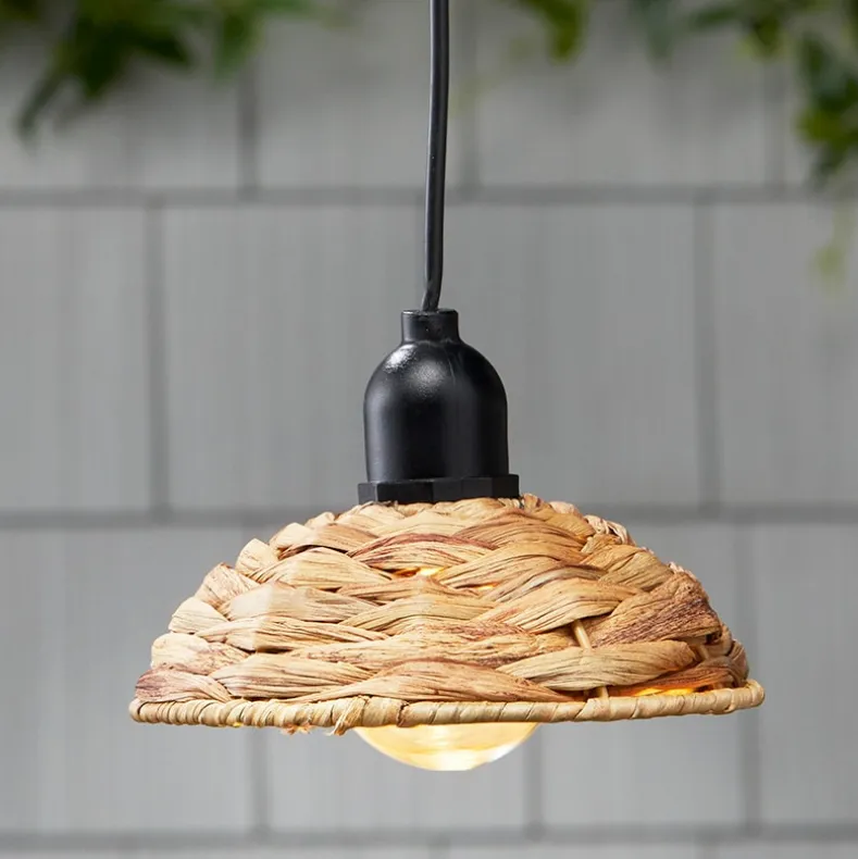 Solar-Powered Small Rattan Pendant Light – Natural and Brown