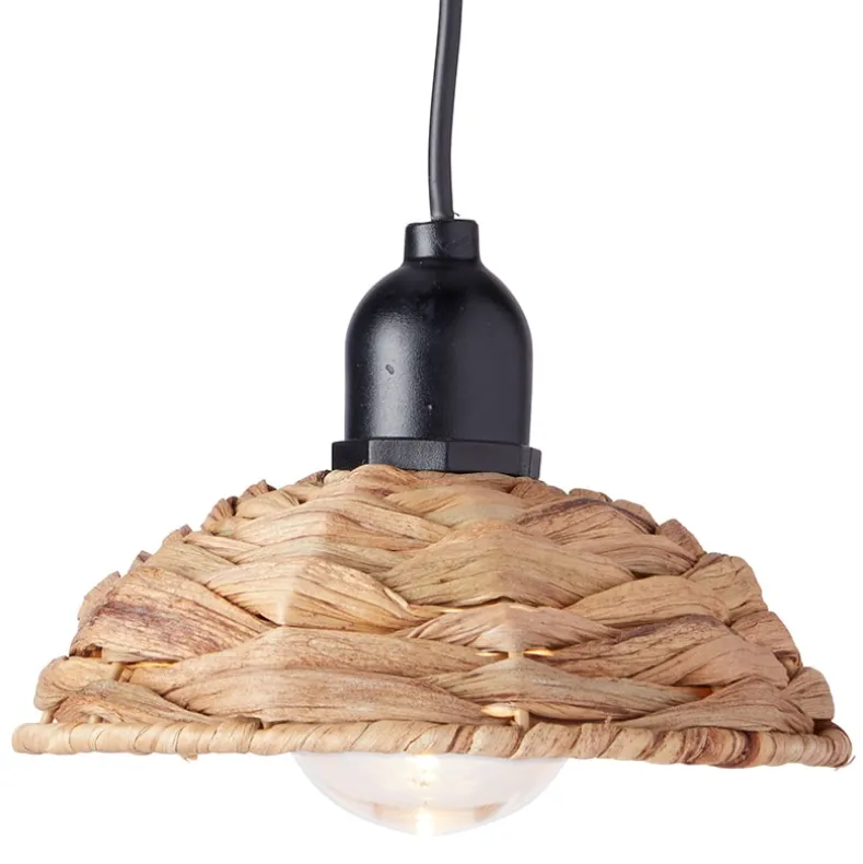 Solar-Powered Small Rattan Pendant Light – Natural and Brown