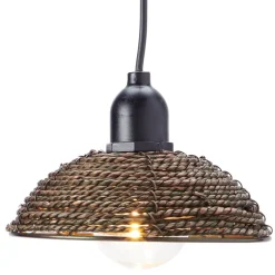 Solar-Powered Small Rattan Pendant Light – Natural and Brown