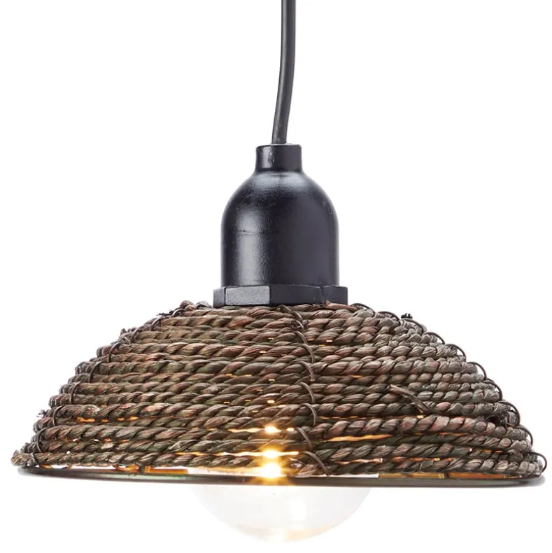 Solar-Powered Small Rattan Pendant Light – Natural and Brown