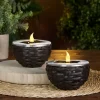 Solar Rattan-Like Candle Flame Lamp - Set of 2