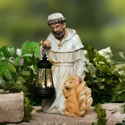 Solar Saint Statues – Mary with Cross and St. Francis with Lantern