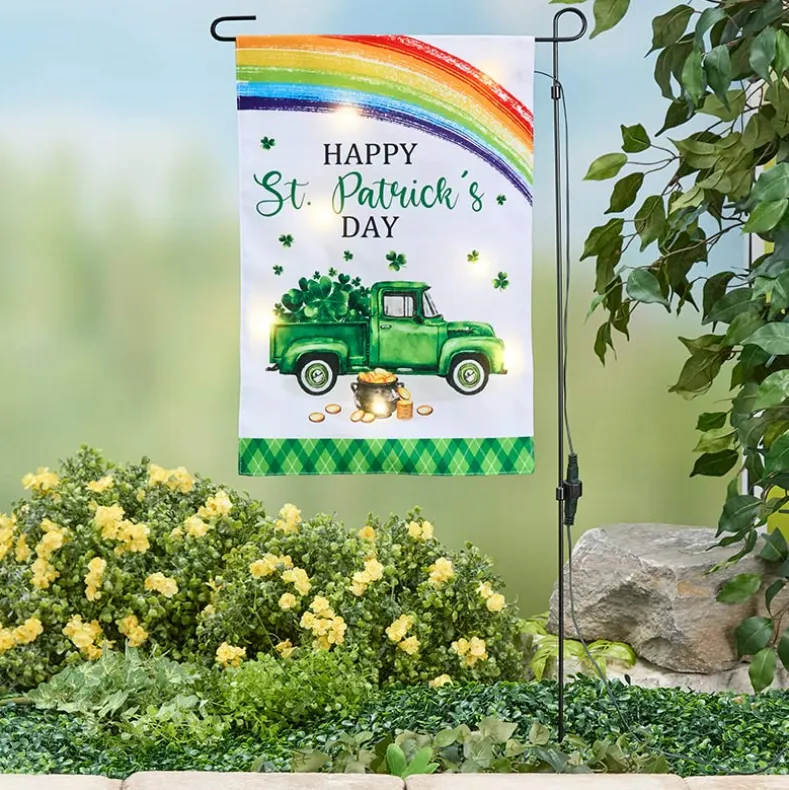 Solar St. Patrick’s Garden Flag with Pole