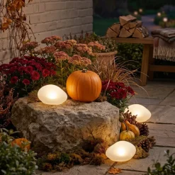 Solar White Rock Light Outdoor Decor