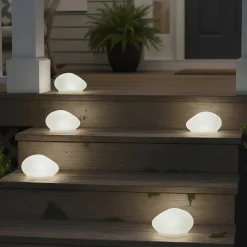 Solar White Rock Light Outdoor Decor